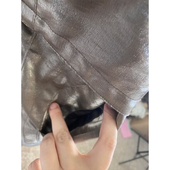 ⭐ 3/$15 Vintage Separate Issue Small Metallic Silver Hooded Coat With Lace-Up - Picture 6 of 14